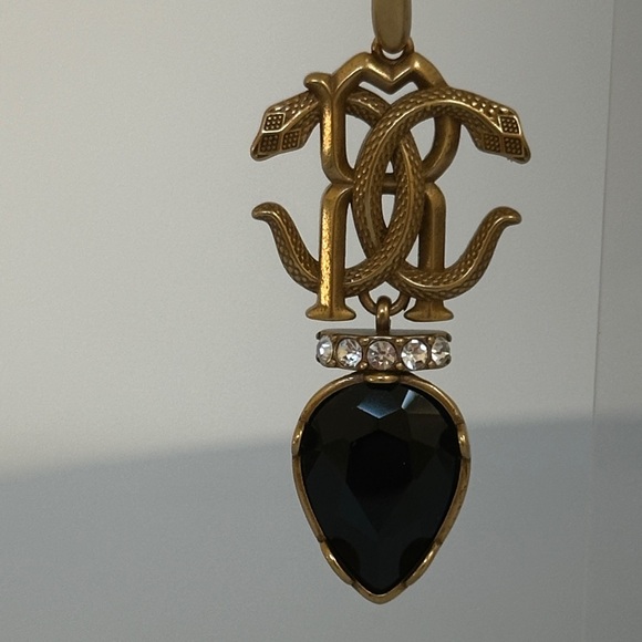 Roberto Cavalli earrings Black and Gold Earrings authentic 100% - Picture 2 of 8